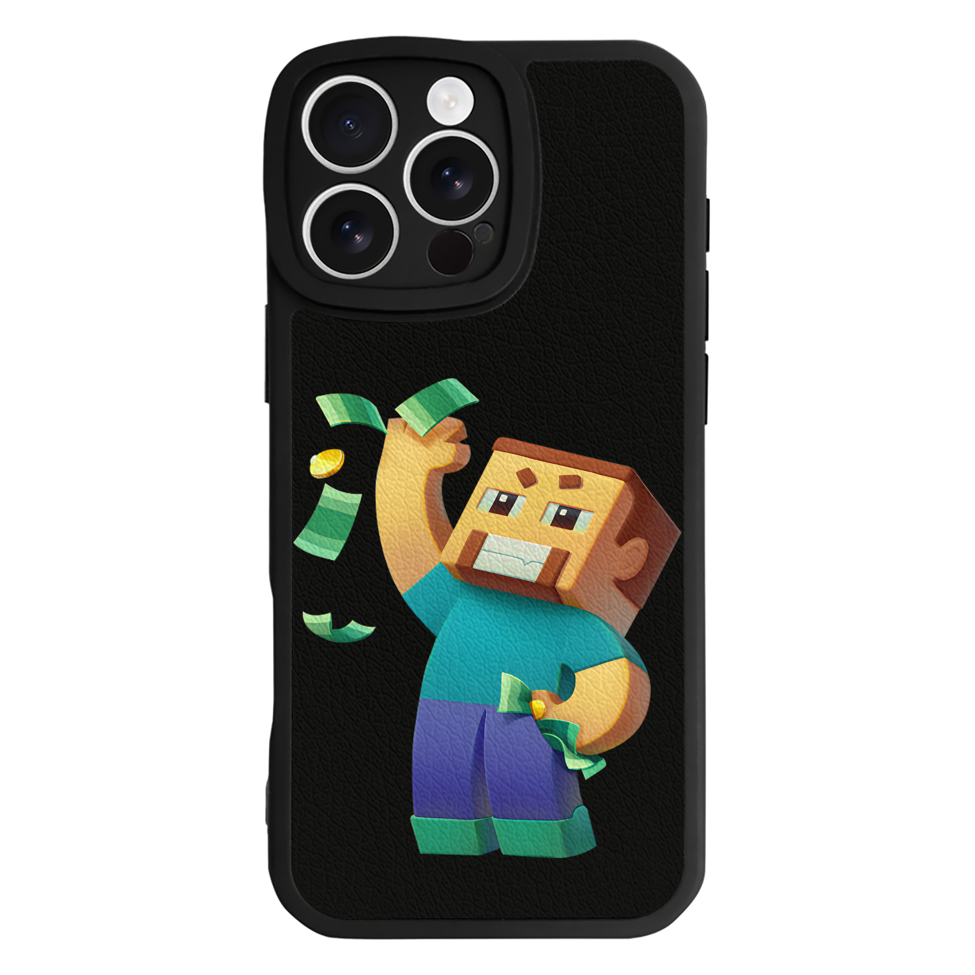 （画像用） マインクラフト ブロックの世界 Minecraft MC Block world 【iPhone 16シリーズ対応】シリコンスマホケース（レザー調） 材質：シリコン